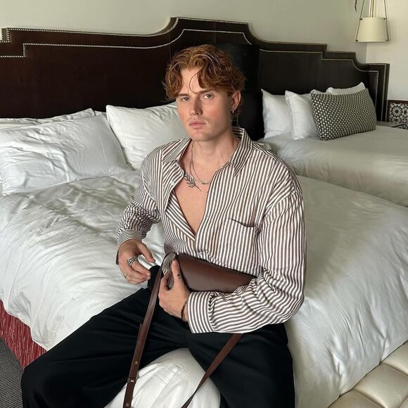 Active After Coffee White and Toffee Striped Everyday Shirt New - Picture 14 of 14